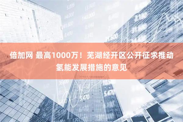倍加网 最高1000万！芜湖经开区公开征求推动氢能发展措施的意见